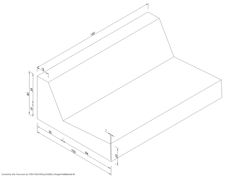 Zanelle in cemento da L150x100xh50xSp15/20 cm